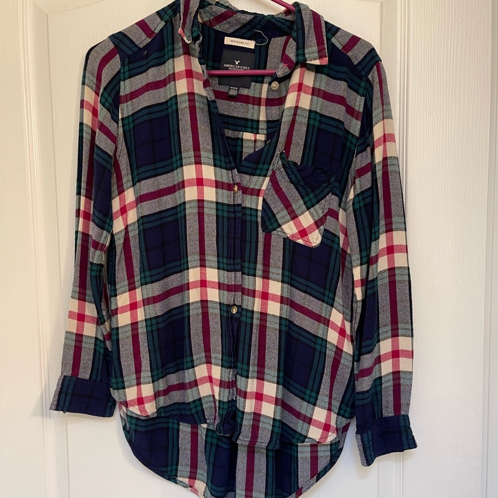 American Eagle Blue and Green Flannel